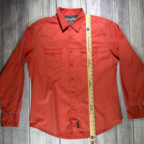 Wrangler Retro Inspired Salmon Colored Pearl Snap Western Button Down XL - Picture 6 of 7